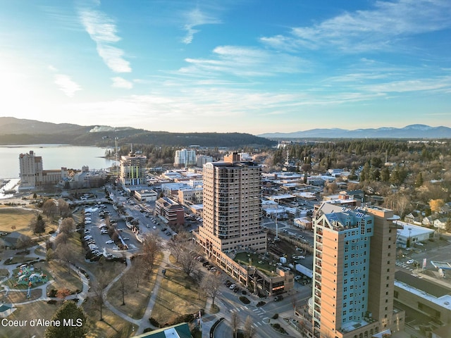 view of city with a water and mountain view