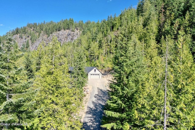 bird's eye view featuring a view of trees