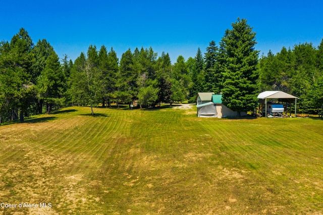 view of yard with a detached carport