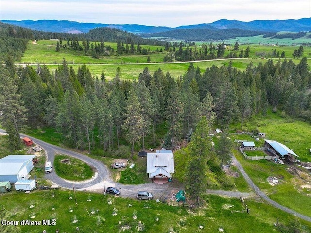 aerial view featuring a mountain view