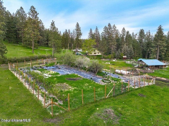 view of yard with a wooded view