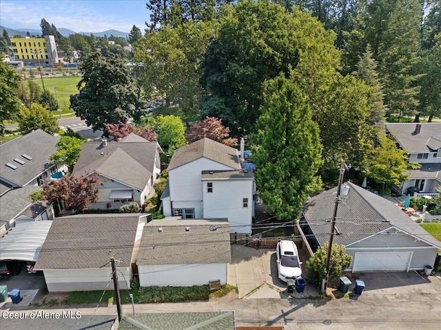 aerial view with a residential view and a mountain view