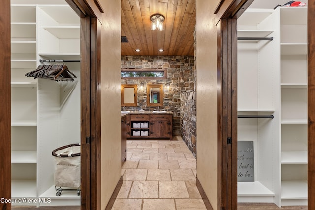 interior space featuring stone tile flooring