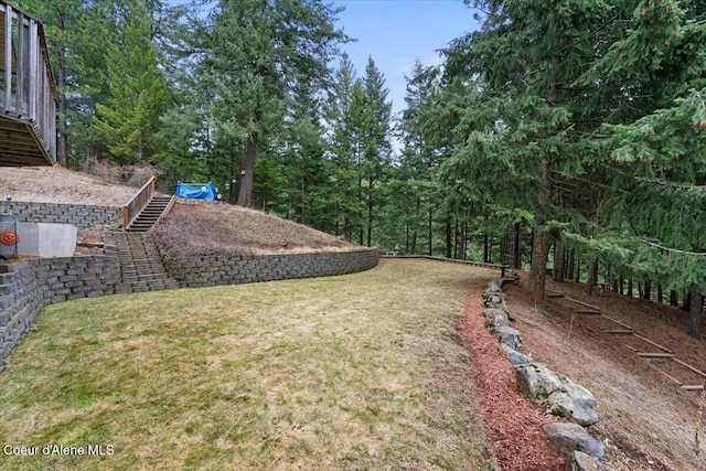 view of yard with stairs