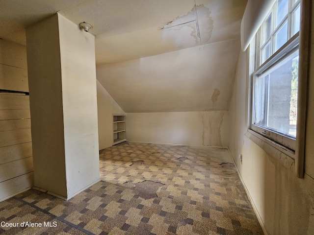 additional living space with vaulted ceiling