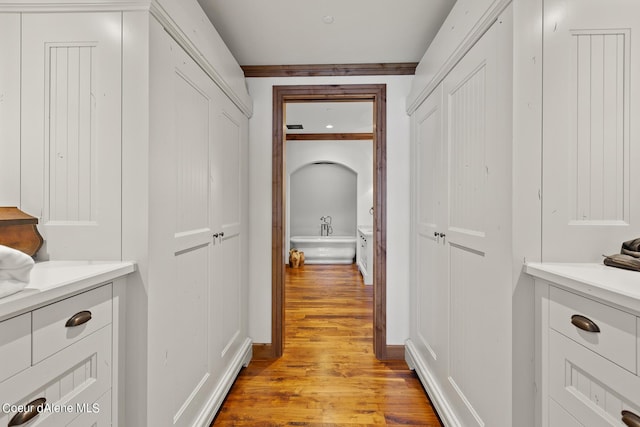 hall featuring light wood-style flooring