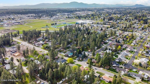 bird's eye view with a mountain view