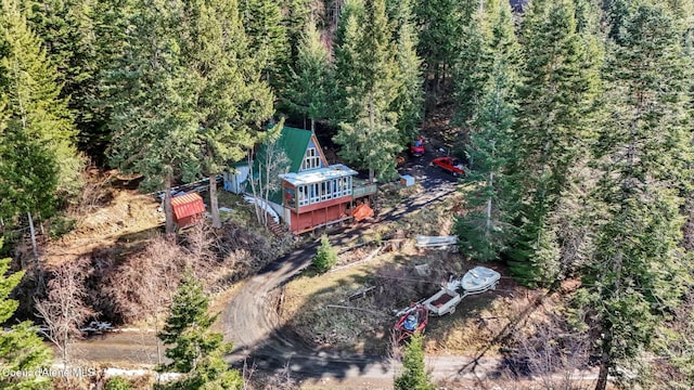 aerial view with a forest view