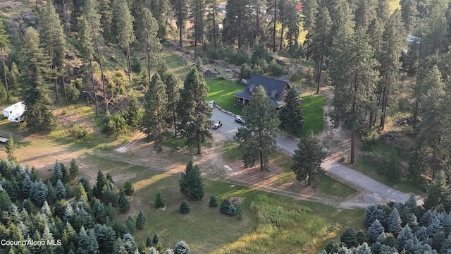 drone / aerial view with a forest view