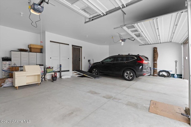 garage with a garage door opener