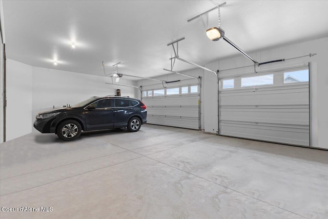 garage with a garage door opener