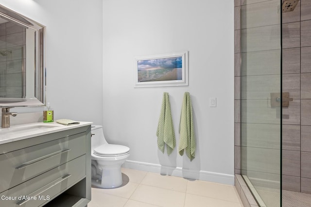 2766 S Helen Dr, Coeur Dalene, ID 83814 - full bath with baseboards, toilet, tile patterned flooring, a tile shower, and vanity