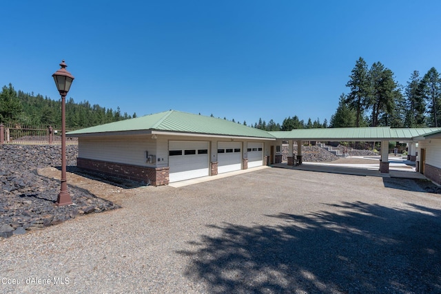 view of detached garage