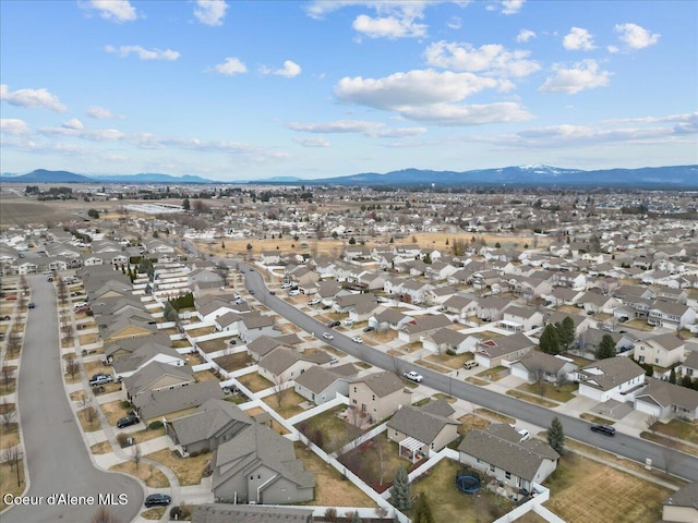 bird's eye view with a mountain view and a residential view