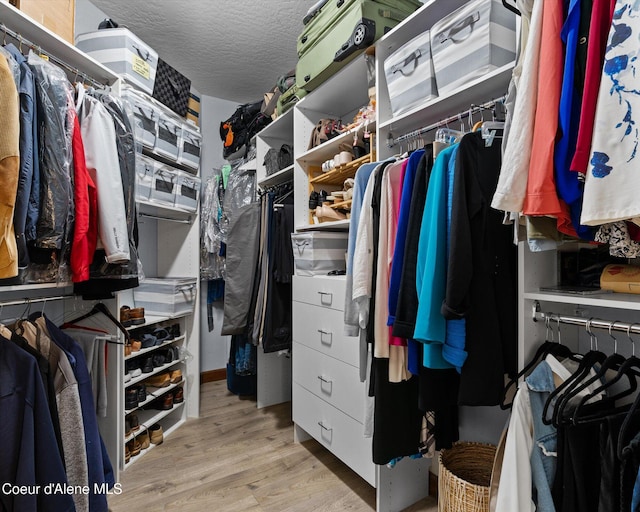 spacious closet with wood finished floors