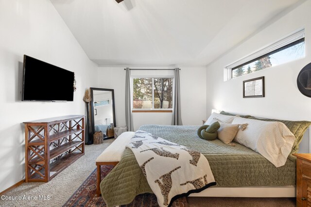2645 W Bolivar Ave, Coeur Dalene, ID 83815 - bedroom with lofted ceiling and carpet flooring