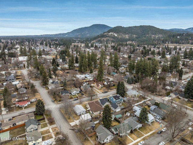 birds eye view of property featuring a residential view and a mountain view