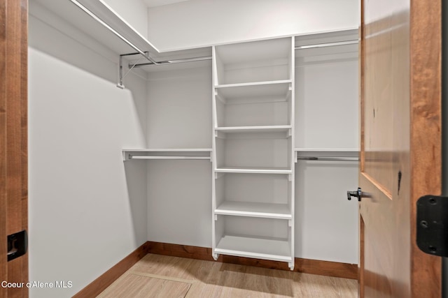 walk in closet featuring wood finished floors