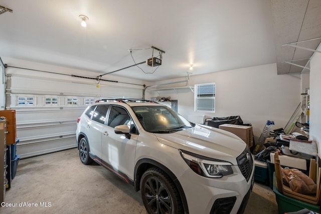 garage with a garage door opener