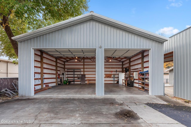 view of detached garage