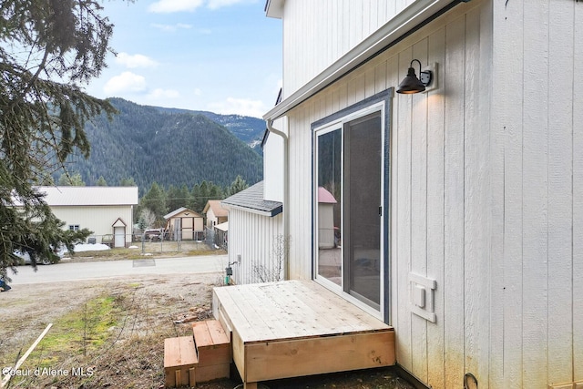 exterior space featuring a mountain view