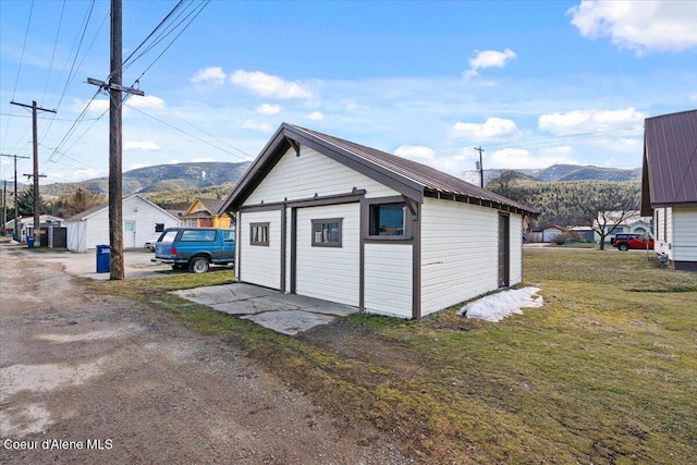 garage with a mountain view