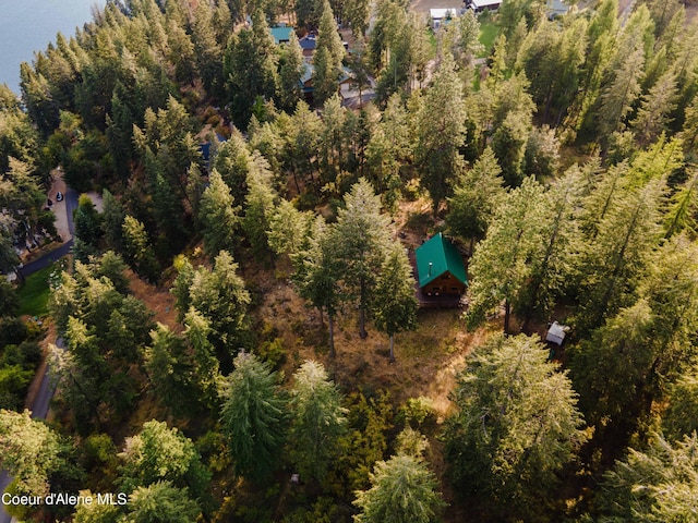 drone / aerial view with a view of trees