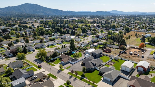 aerial view featuring a residential view and a mountain view