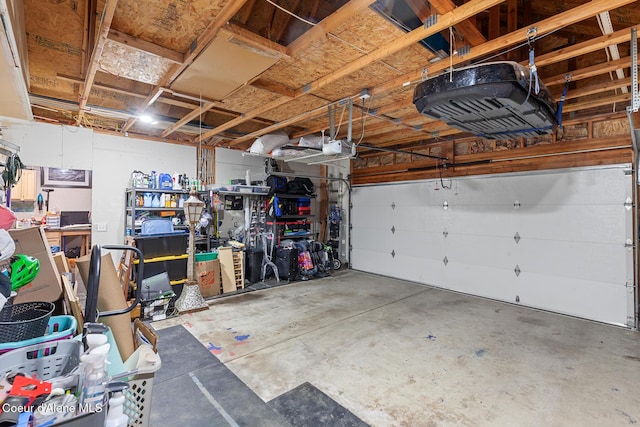 garage with a garage door opener