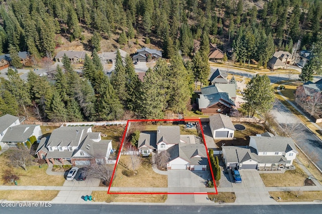 aerial view with a residential view