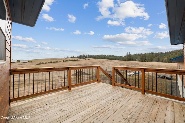 deck featuring a rural view