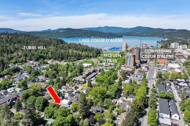 924 E Front Ave, Coeur Dalene, ID 83814 - aerial view of a water and mountain view and a heavily wooded area