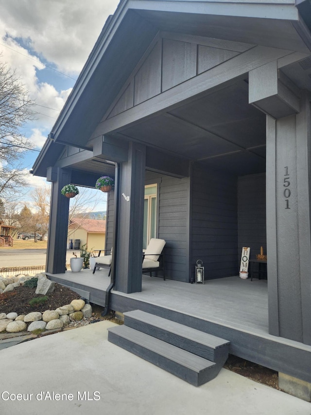 view of patio with a porch