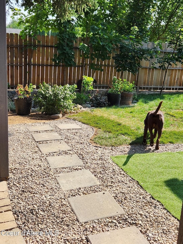 view of yard featuring fence