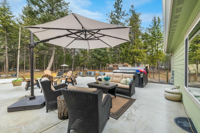 view of patio featuring an outdoor living space