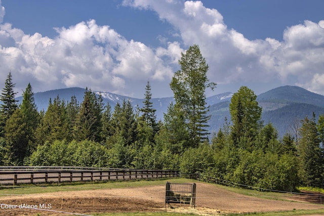 view of mountain feature featuring a wooded view