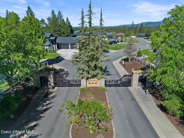 bird's eye view with a mountain view and a residential view