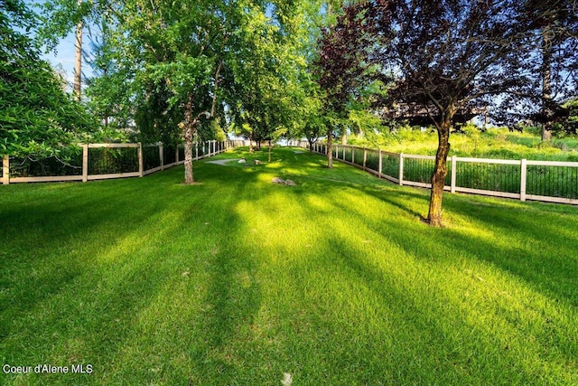 view of yard with a fenced backyard