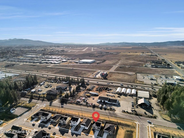 aerial view with a mountain view