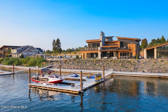 dock area featuring a water view