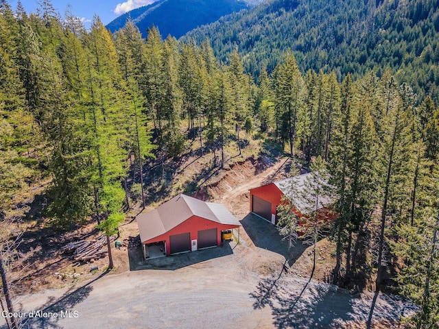 bird's eye view featuring a view of trees