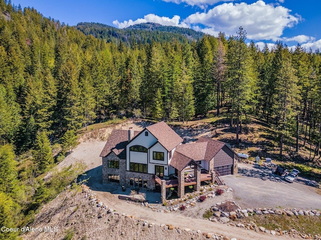 aerial view with a forest view