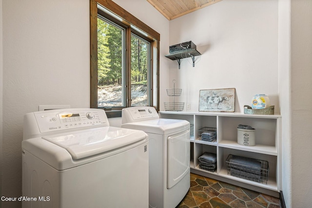 washroom featuring laundry area and washing machine and clothes dryer