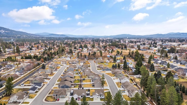 aerial view with a residential view and a mountain view