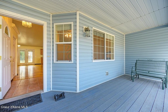 deck featuring a porch