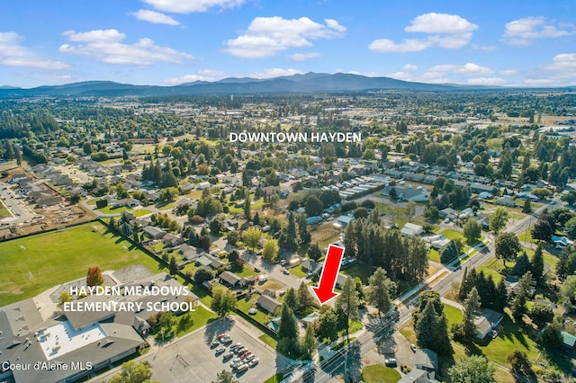 aerial view featuring a mountain view