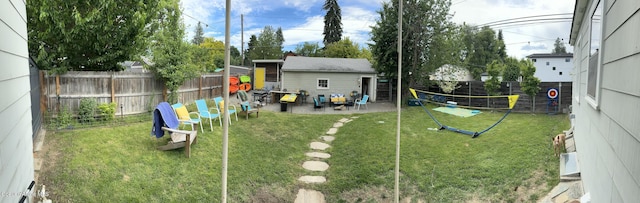 view of yard with a fenced backyard