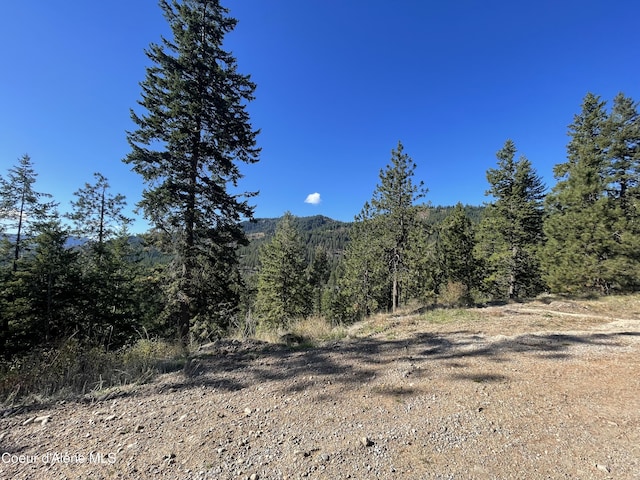 property view of mountains featuring a view of trees