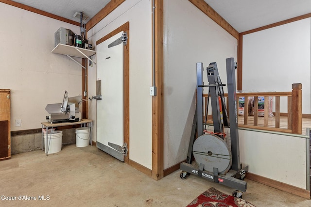 basement featuring baseboards