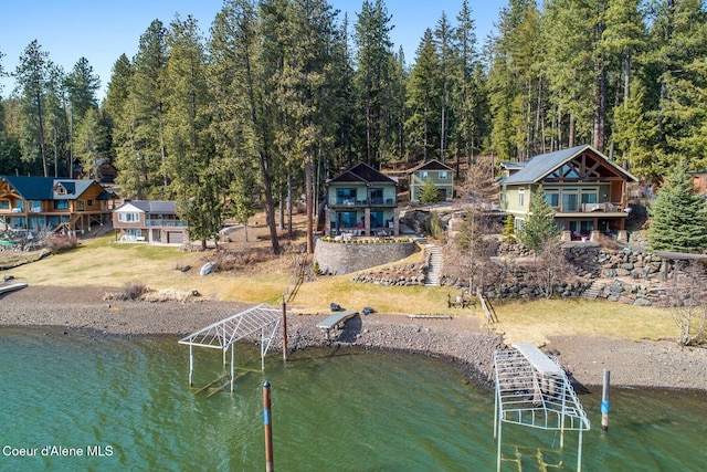 dock area featuring a water view